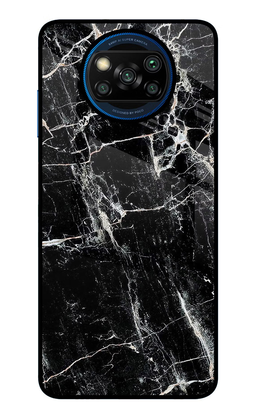 Black Marble Texture Poco X3/X3 Pro Back Cover, Glass case