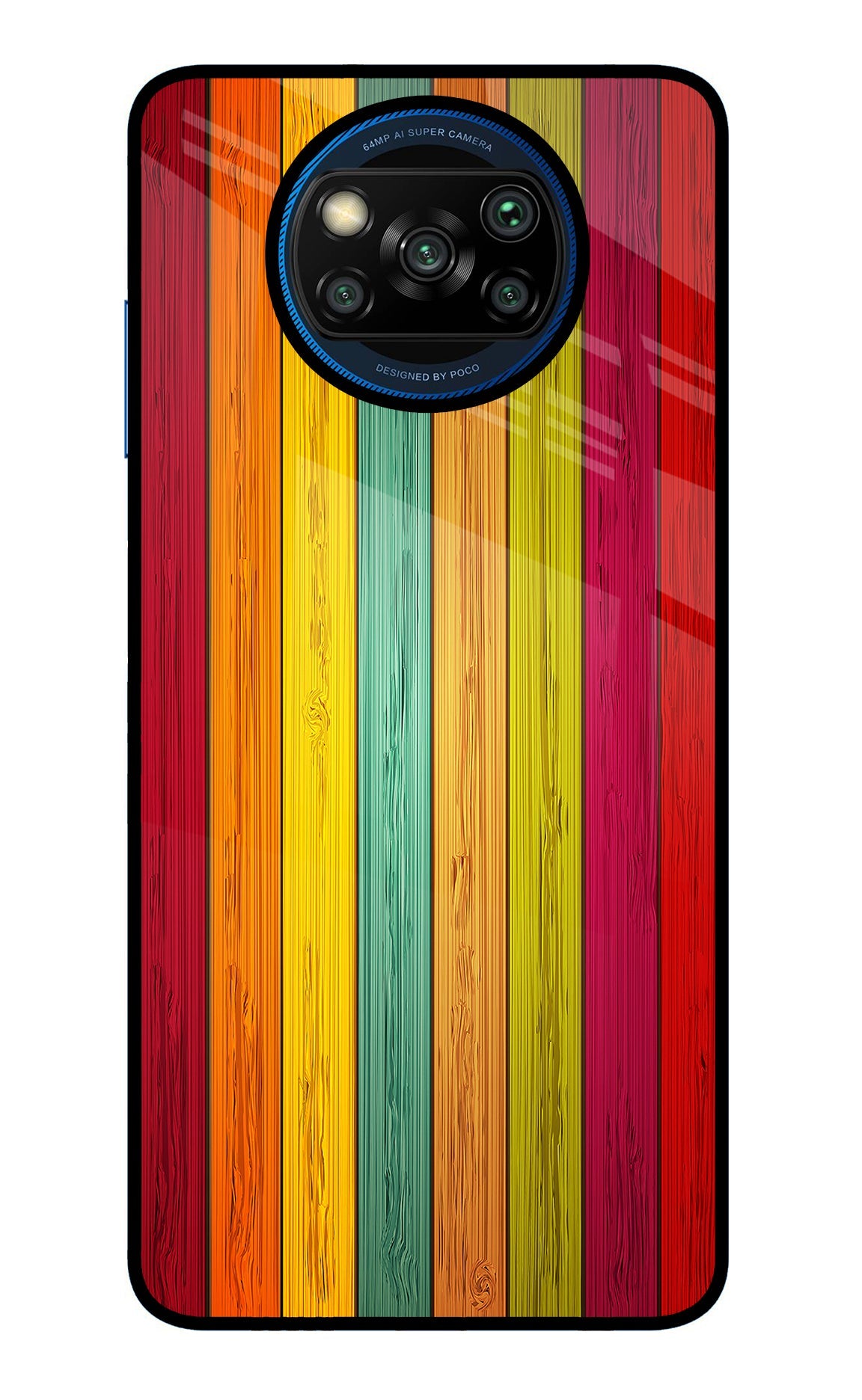 Multicolor Wooden Poco X3/X3 Pro Glass Case