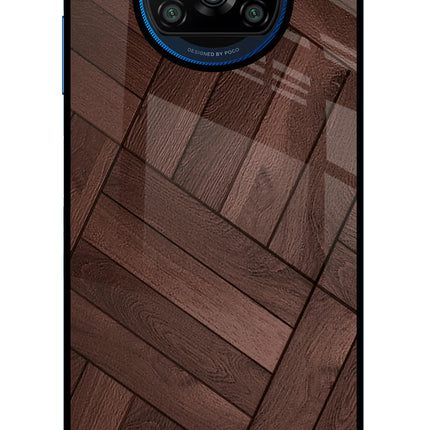 Wooden Texture Design Poco X3/X3 Pro Glass Case