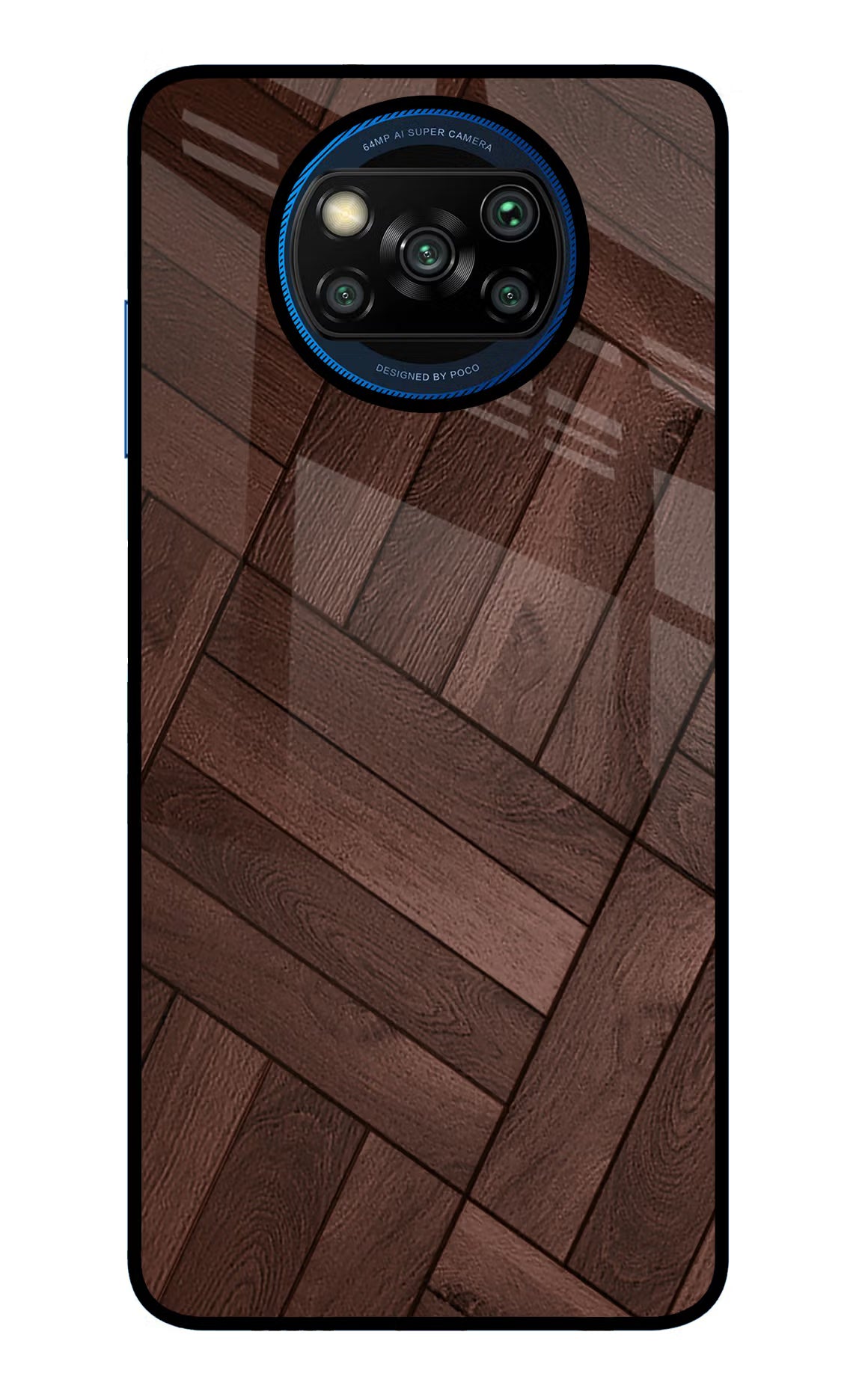 Wooden Texture Design Poco X3/X3 Pro Glass Case Back Cover by Casekaro