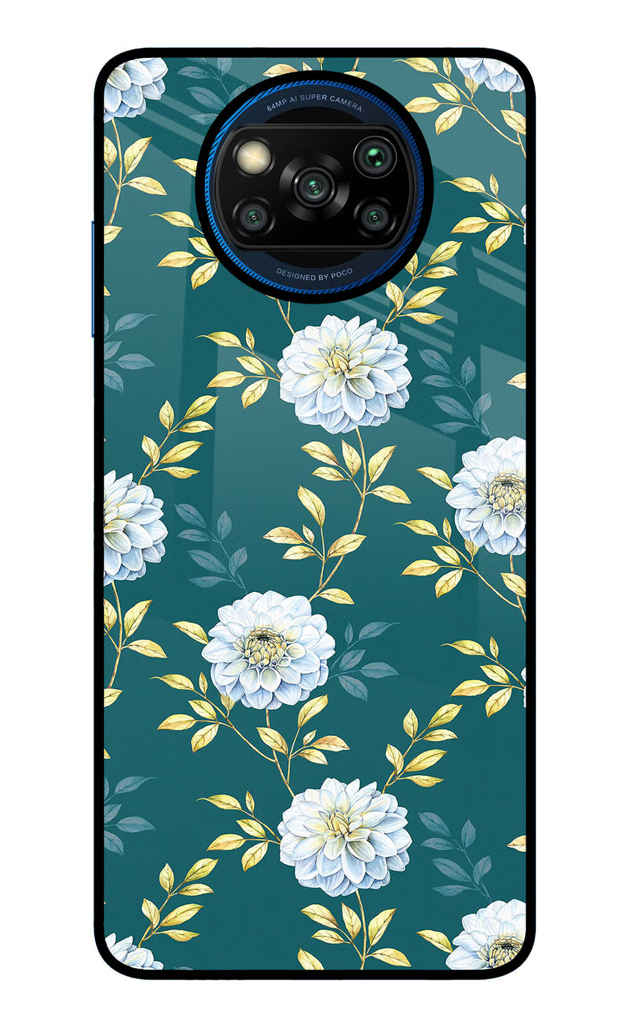 Flowers Poco X3/X3 Pro Back Cover, Glass case