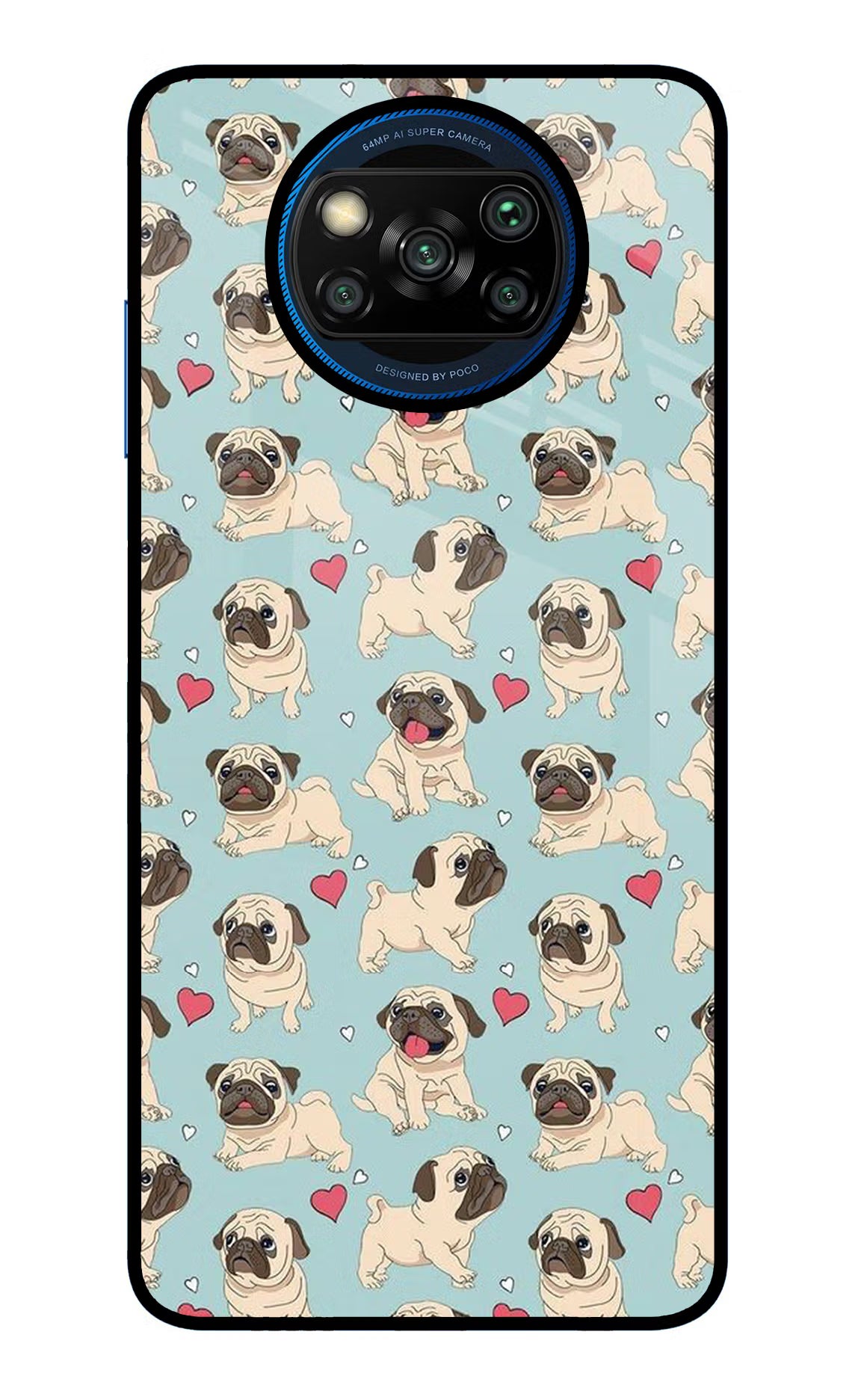 Pug Dog Poco X3/X3 Pro Glass Case Back Cover by Casekaro