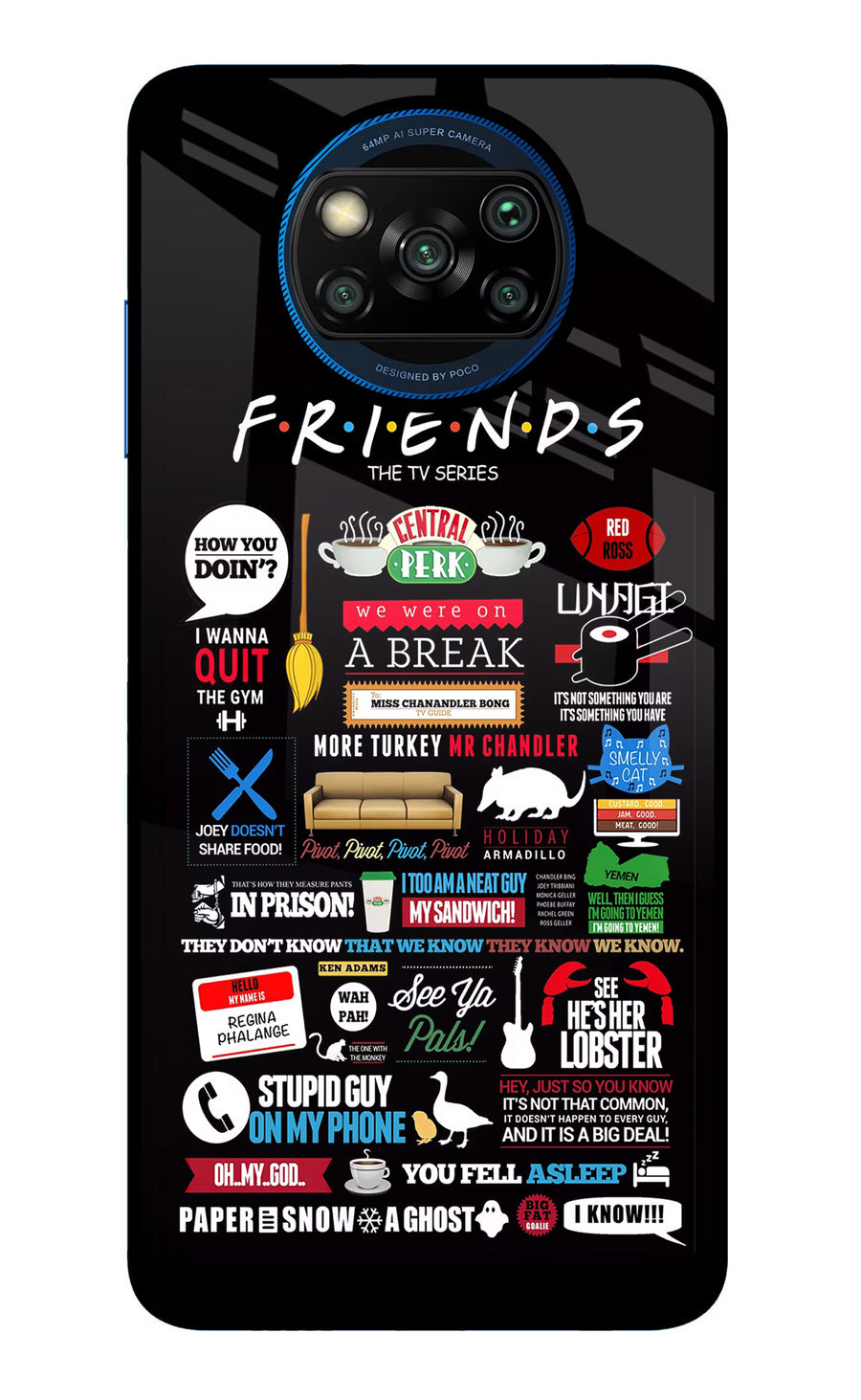 FRIENDS Poco X3/X3 Pro Back Cover, Glass case