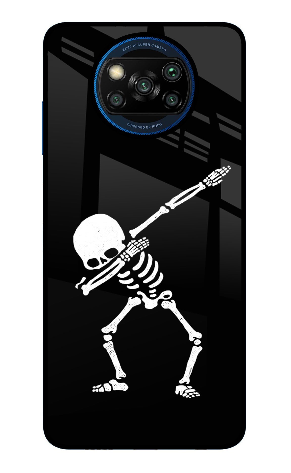 Dabbing Skeleton Art Poco X3/X3 Pro Glass Case