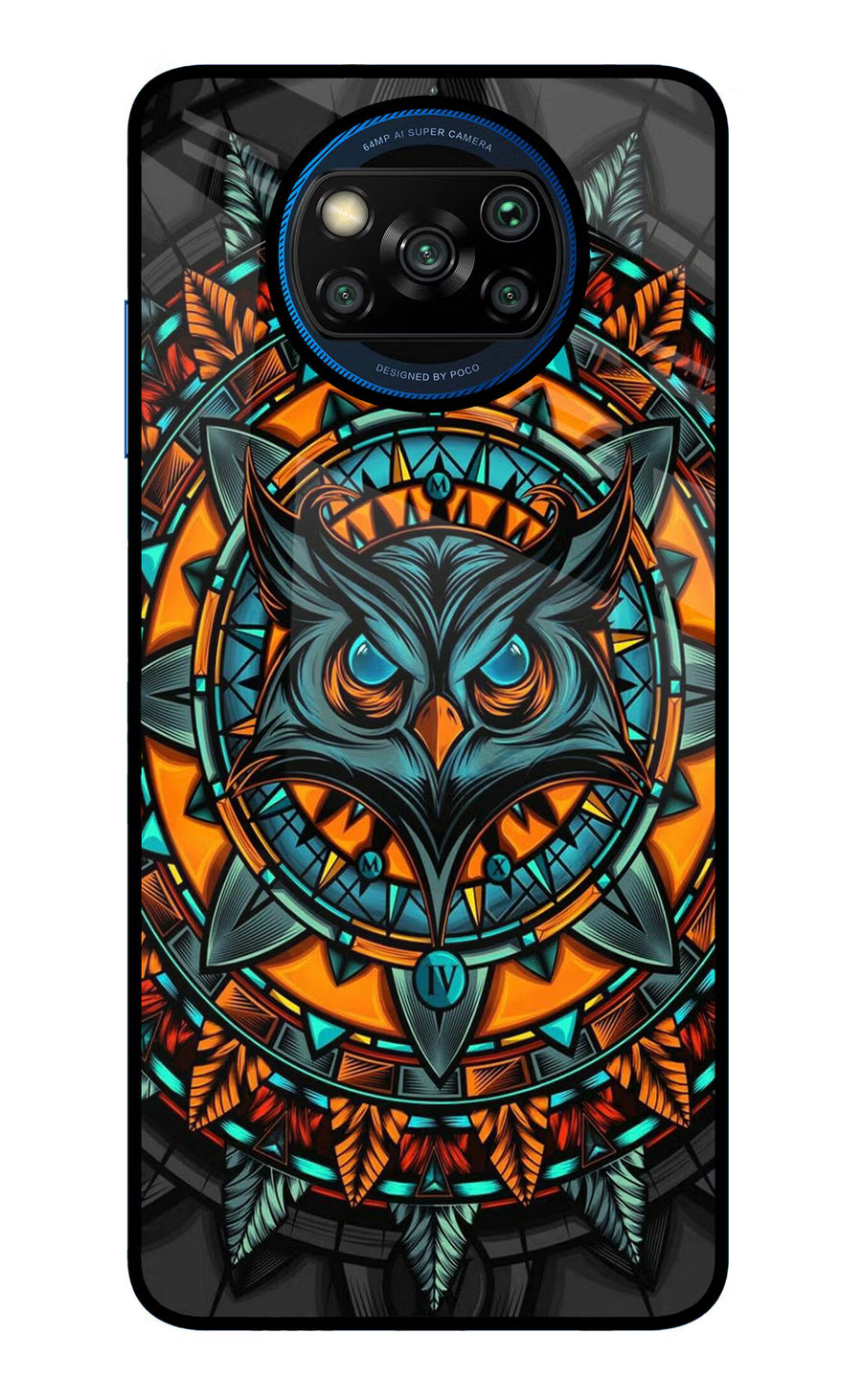 Angry Owl Art Poco X3/X3 Pro Back Cover, Glass case