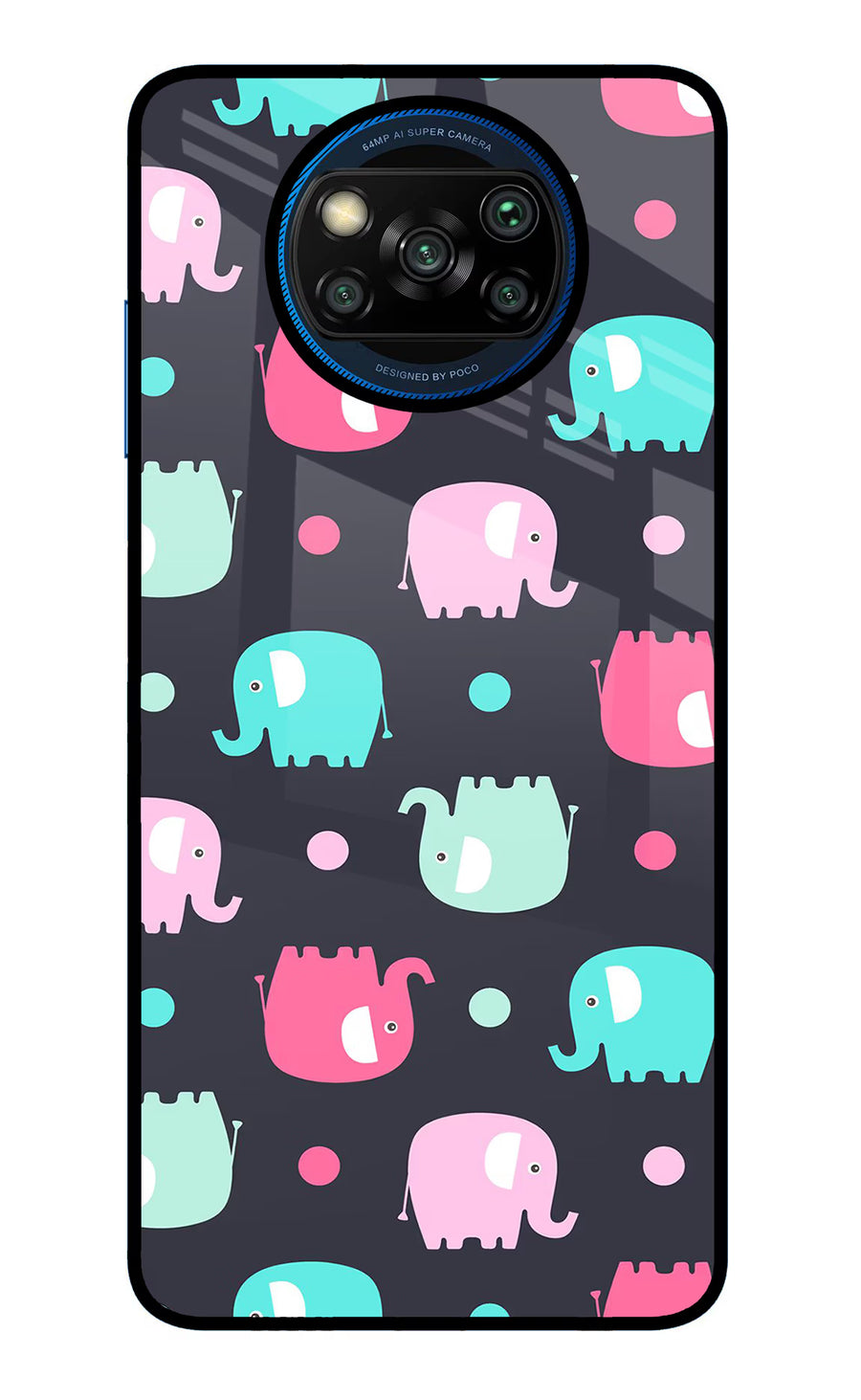 Elephants Poco X3/X3 Pro Back Cover, Glass case