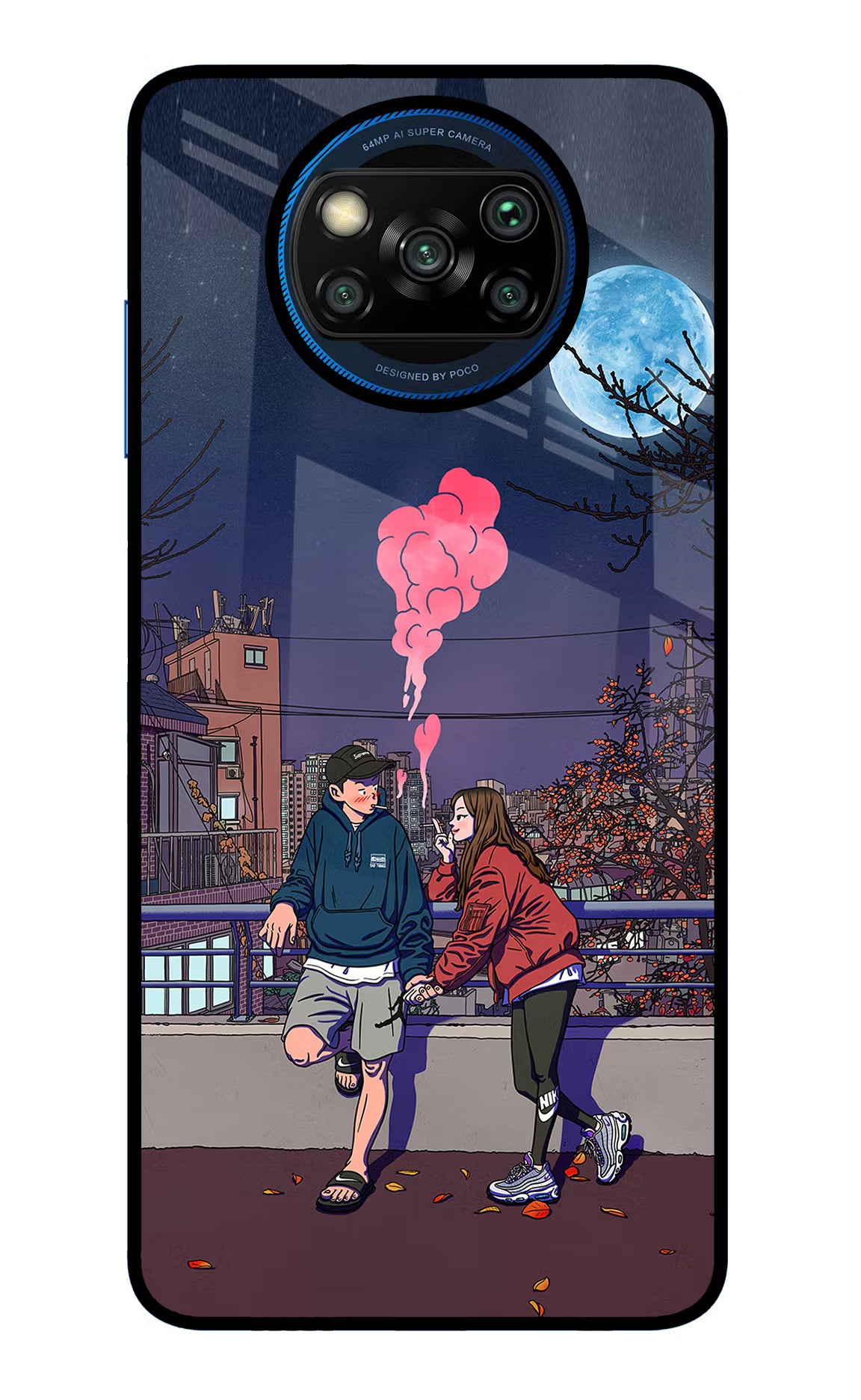 Chilling Couple Poco X3/X3 Pro Glass Case Back Cover by Casekaro
