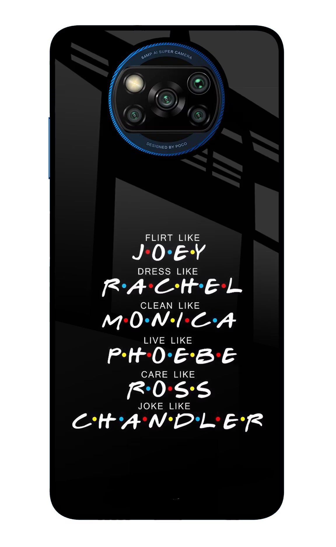 FRIENDS Character Poco X3/X3 Pro Glass Case Back Cover by Casekaro
