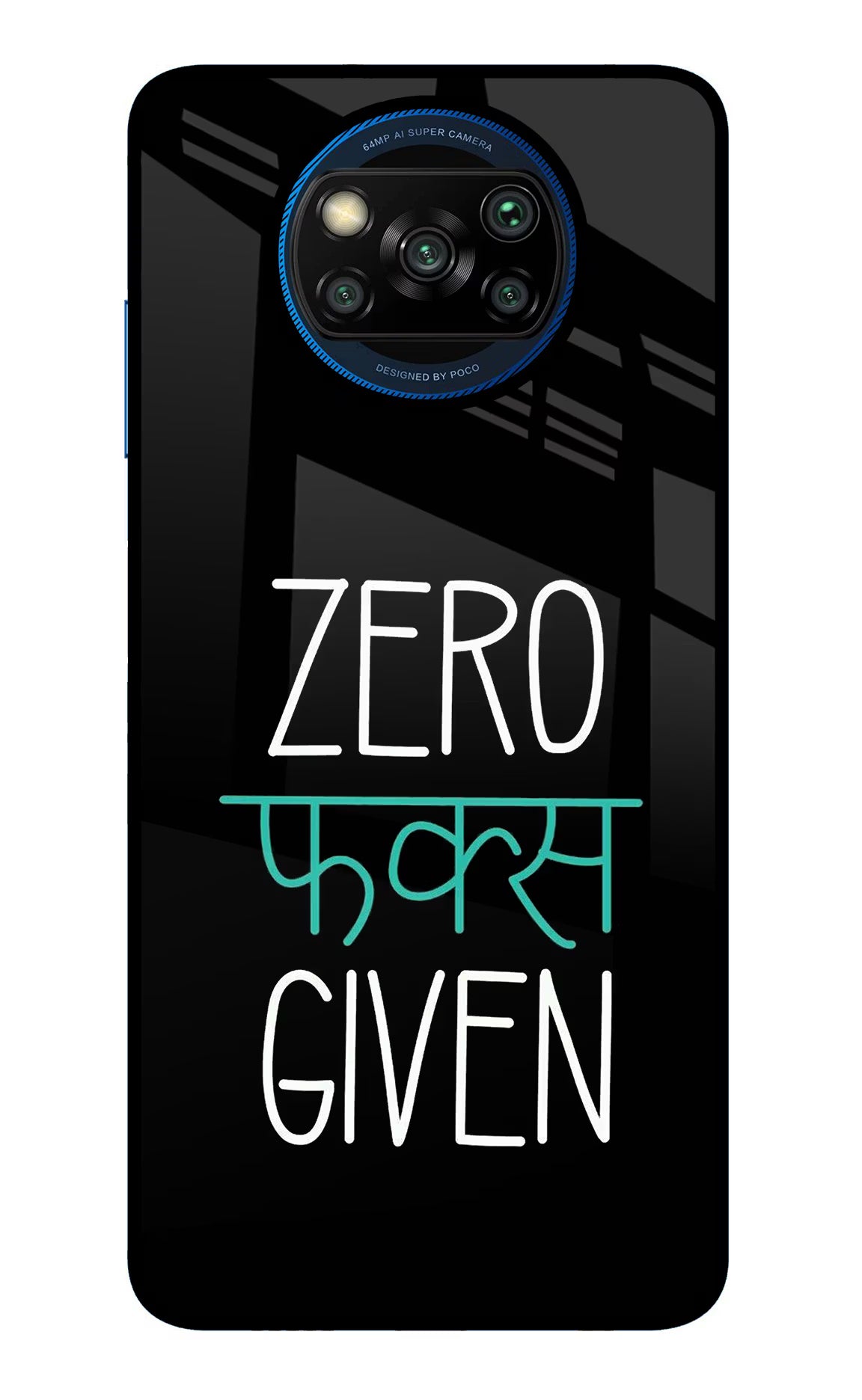 Zero Fucks Given Poco X3/X3 Pro Glass Case Back Cover by Casekaro