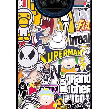 Sticker Bomb Poco X3/X3 Pro Glass Case Back Cover by Casekaro