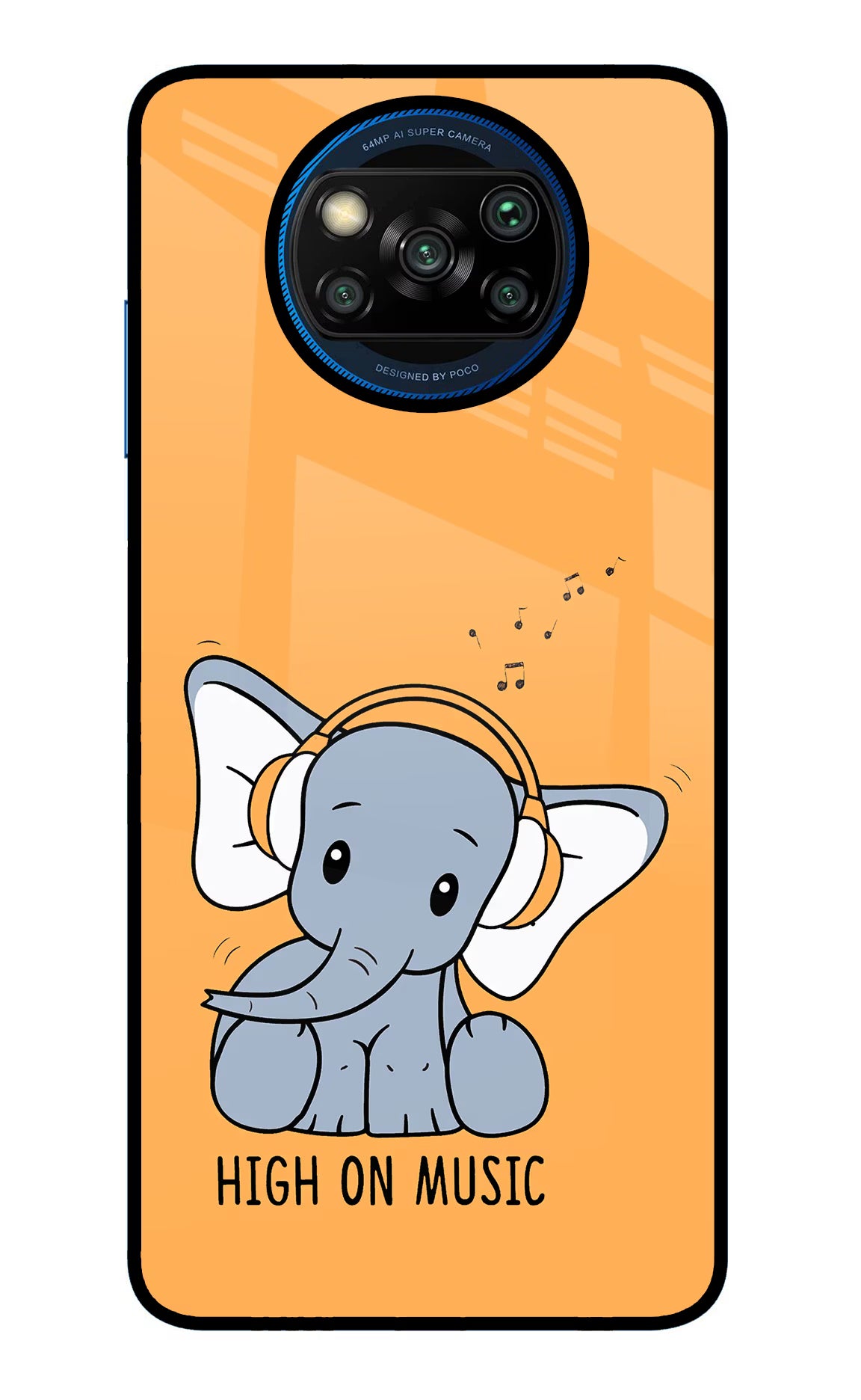 High On Music Poco X3/X3 Pro Glass Case Back Cover by Casekaro