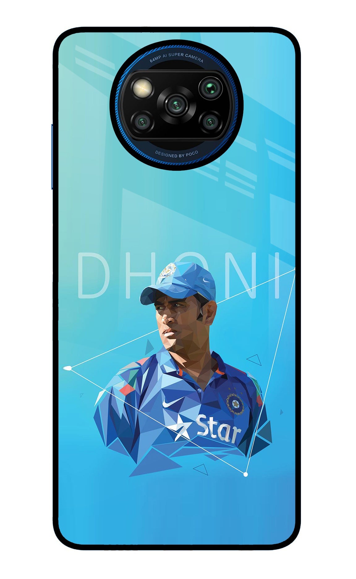 Dhoni Artwork Poco X3/X3 Pro Glass Case