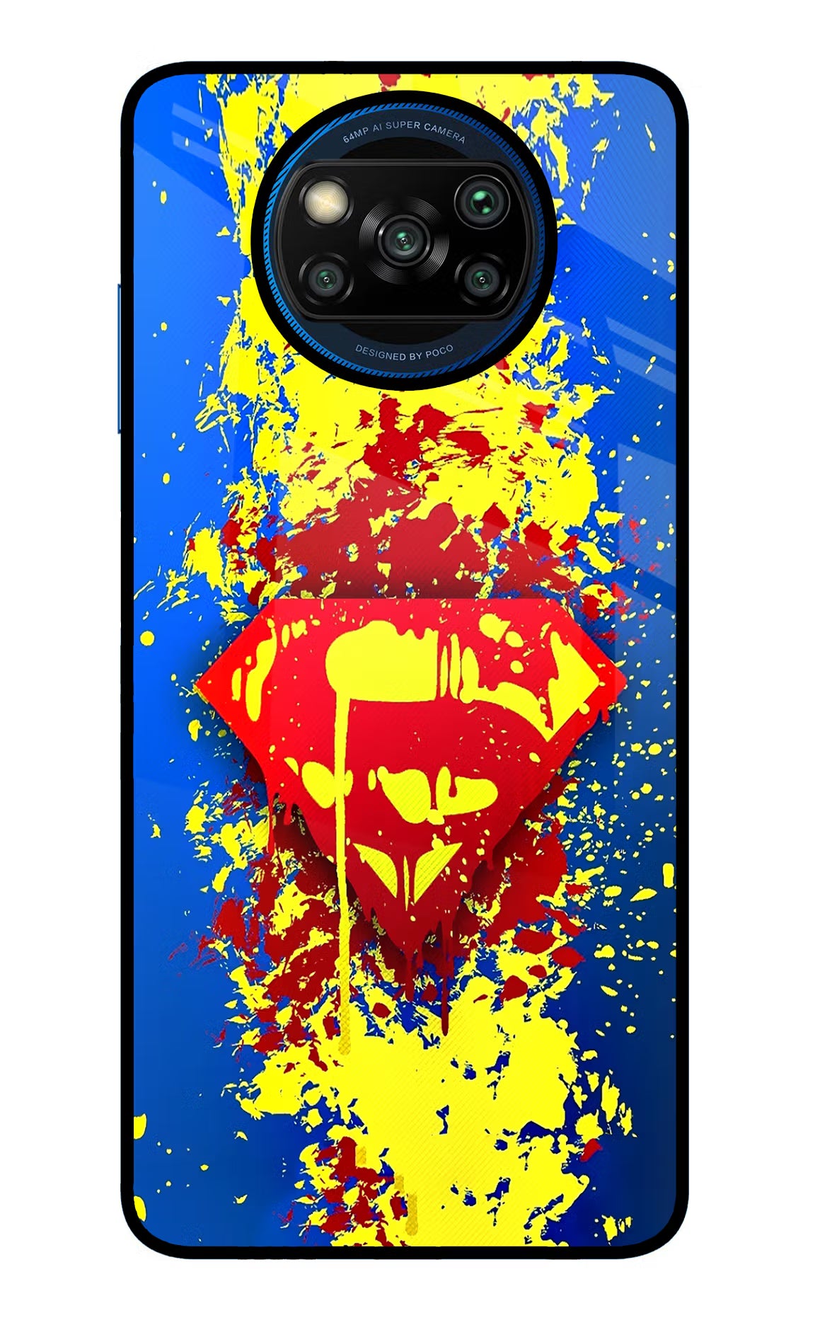 Superman logo Poco X3/X3 Pro Glass Case Back Cover by Casekaro