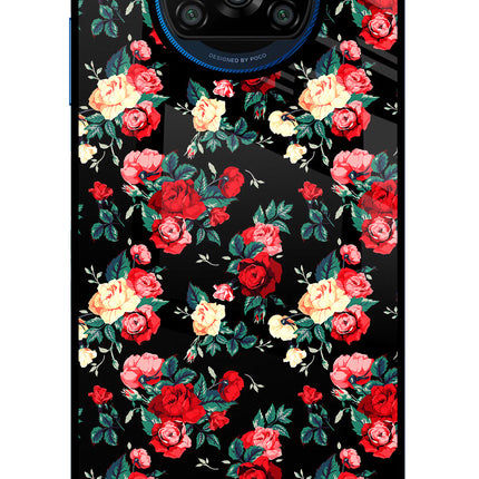 Rose Pattern Poco X3/X3 Pro Glass Case
