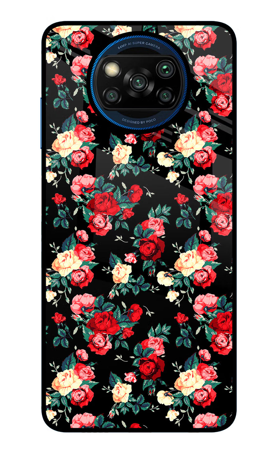 Rose Pattern Poco X3/X3 Pro Back Cover, Glass case