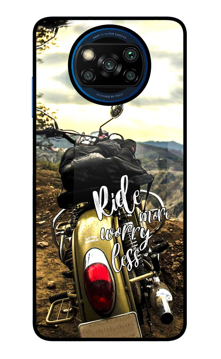 Ride More Worry Less Poco X3/X3 Pro Back Cover, Glass case