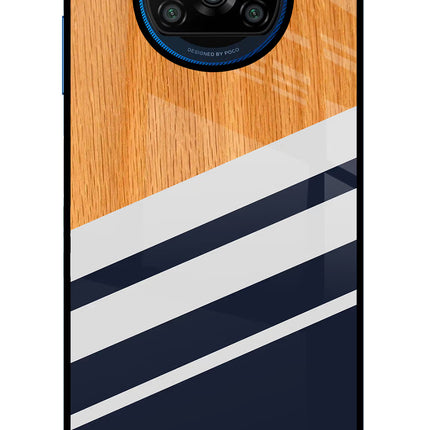 Blue and white wooden Poco X3/X3 Pro Glass Case