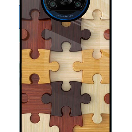 Wooden Puzzle Poco X3/X3 Pro Glass Case