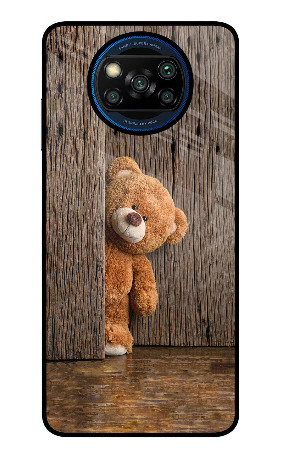 Teddy Wooden Poco X3/X3 Pro Back Cover, Glass case