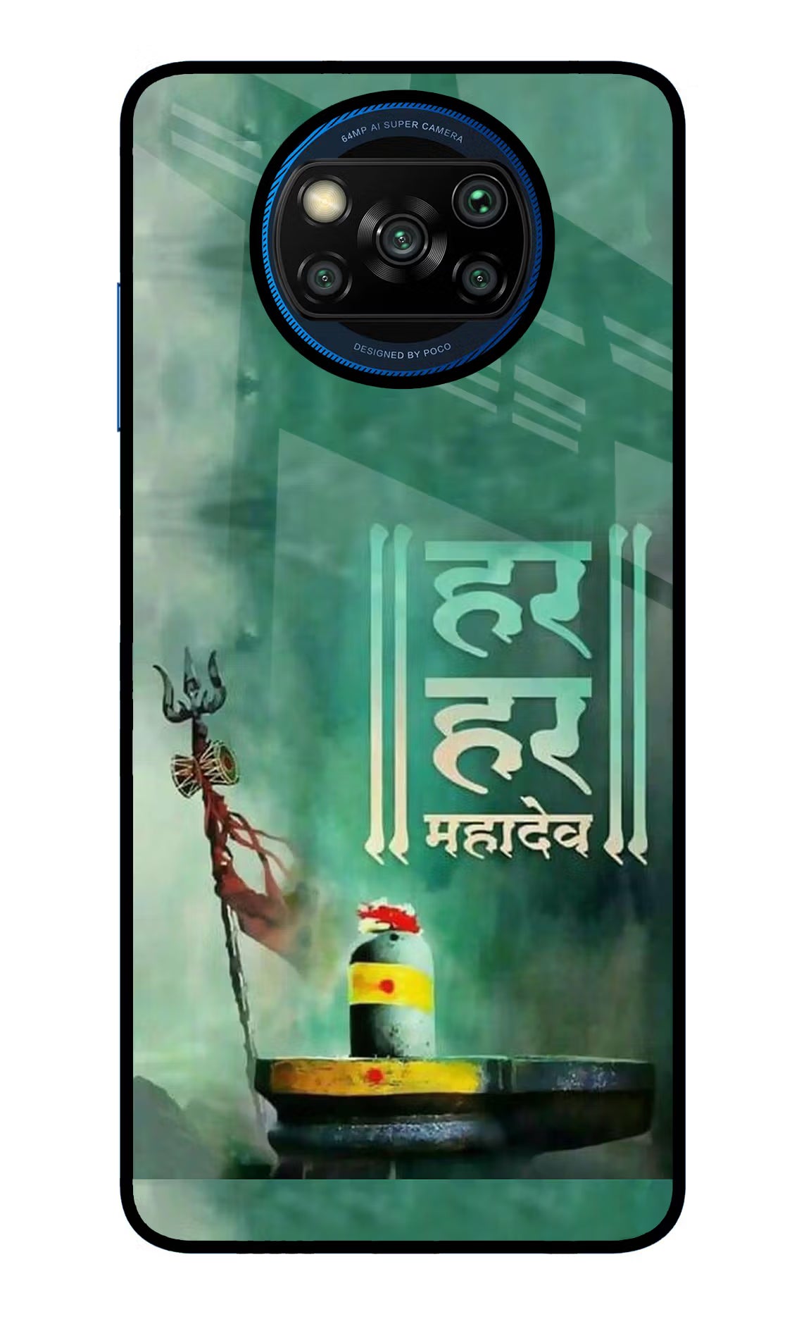 Har Har Mahadev Shivling Poco X3/X3 Pro Glass Case Back Cover by Casekaro