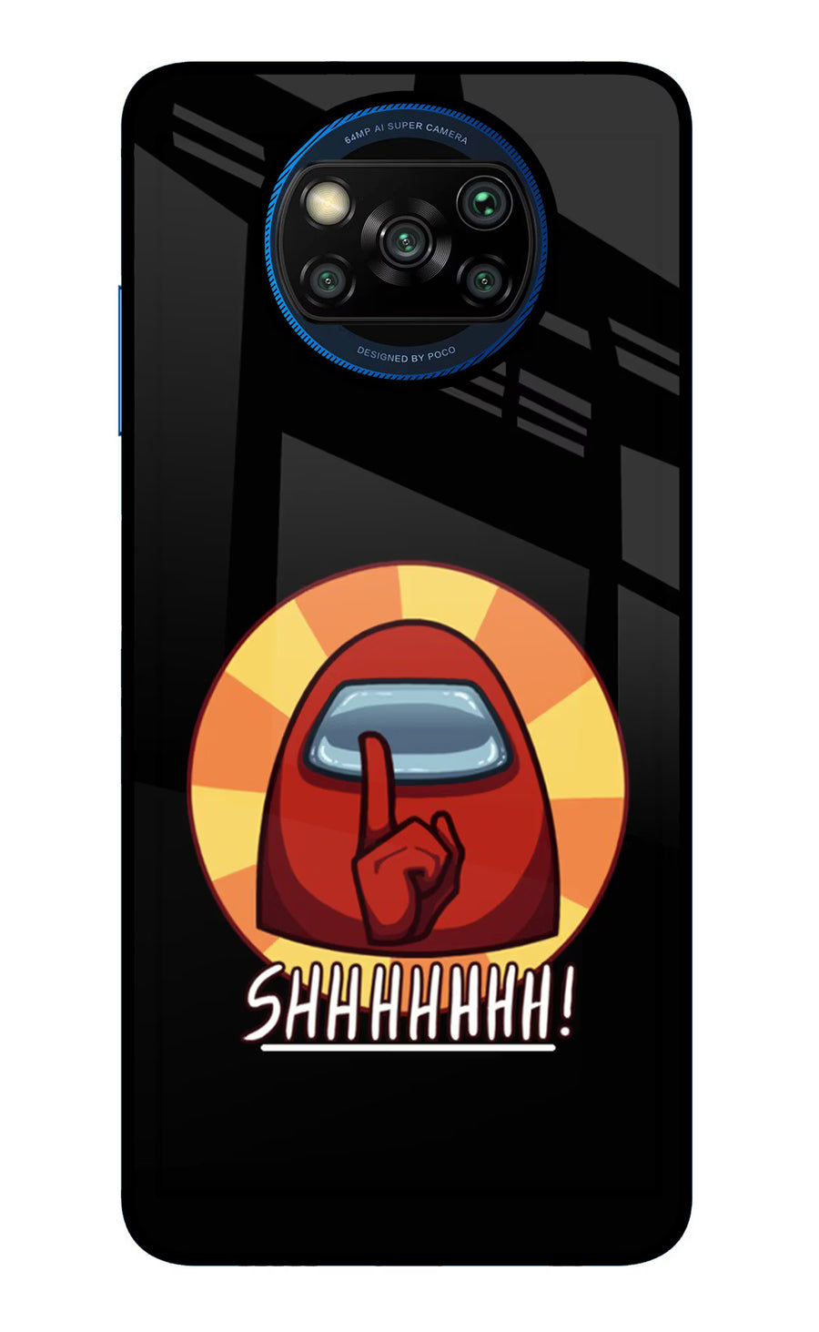 Among Us Shhh! Poco X3/X3 Pro Back Cover, Glass case