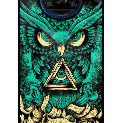 Green Owl Poco X3/X3 Pro Glass Case Back Cover by Casekaro