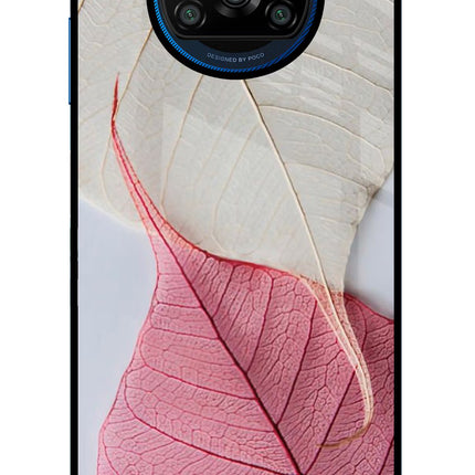 White Pink Leaf Poco X3/X3 Pro Glass Case
