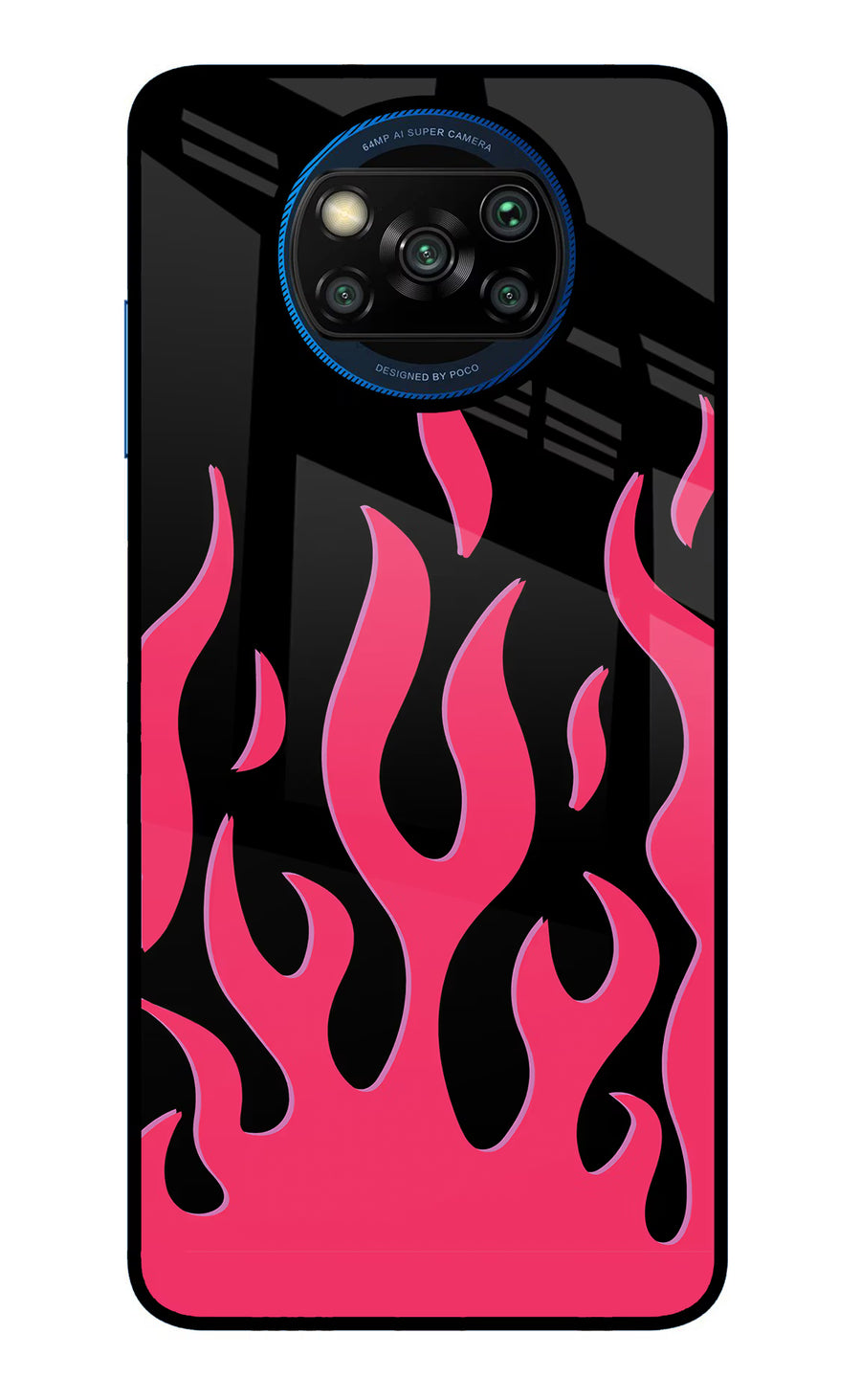 Fire Flames Poco X3/X3 Pro Back Cover, Glass case