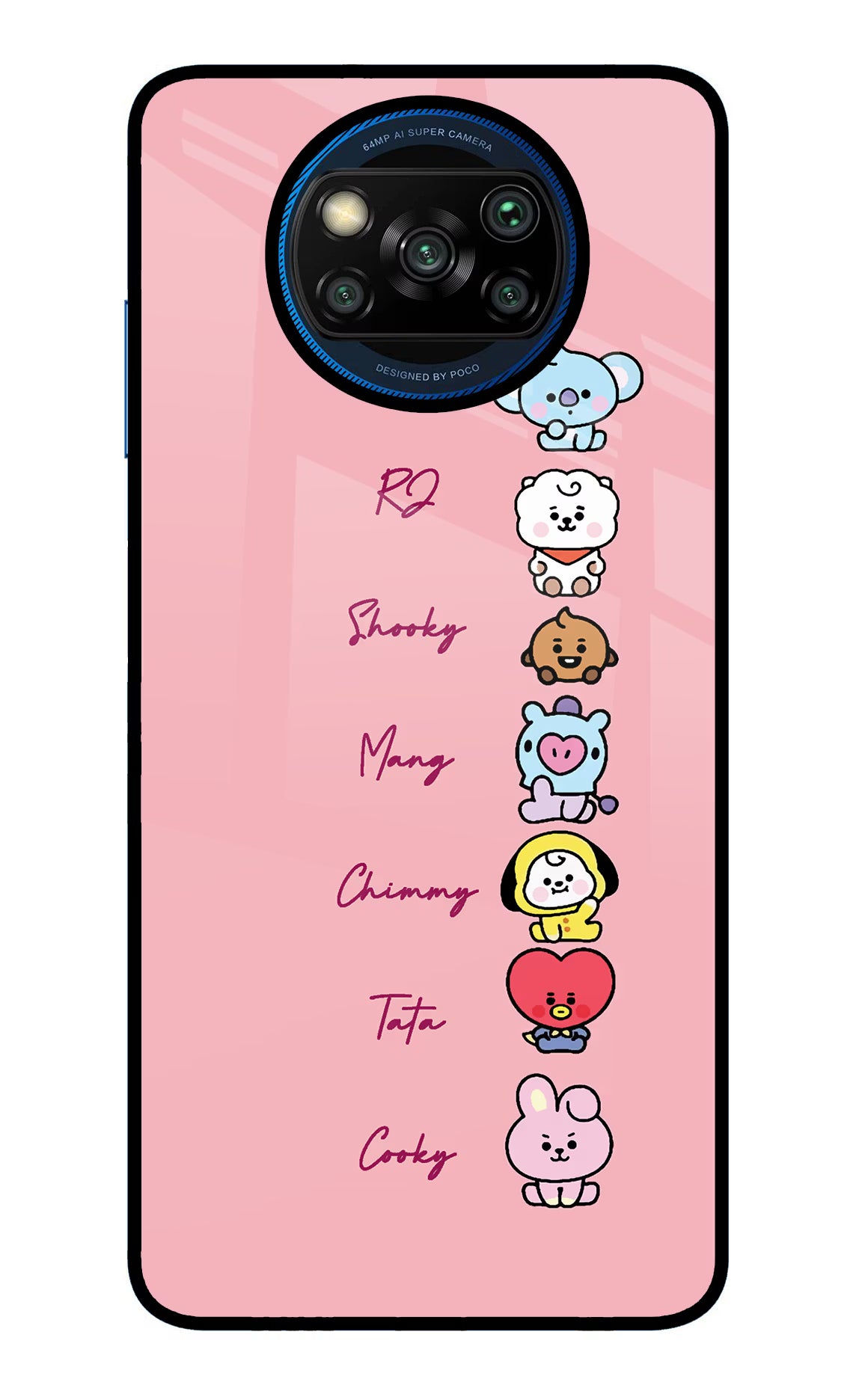 BTS names Poco X3/X3 Pro Glass Case Back Cover by Casekaro