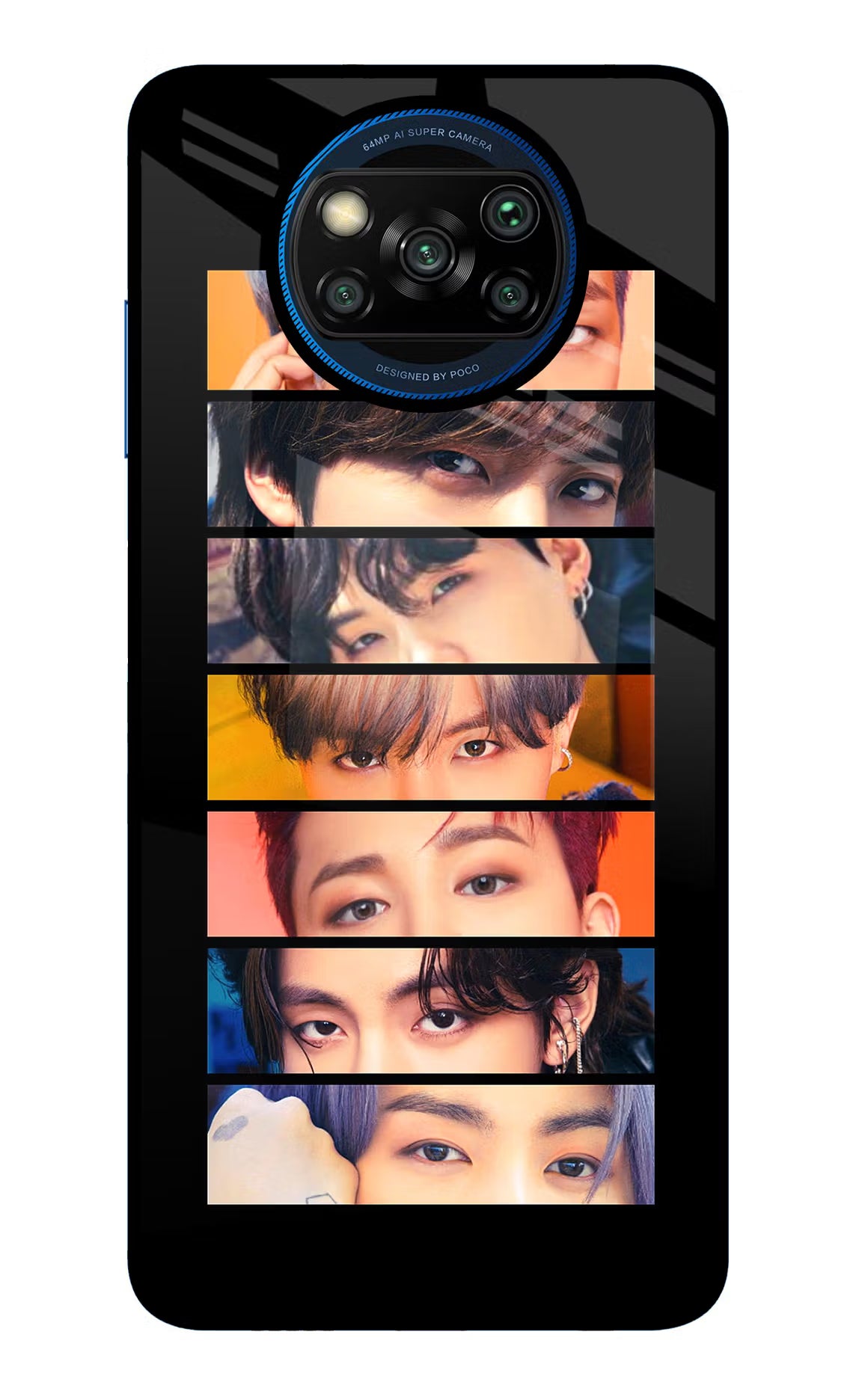 BTS Eyes Poco X3/X3 Pro Glass Case Back Cover by Casekaro