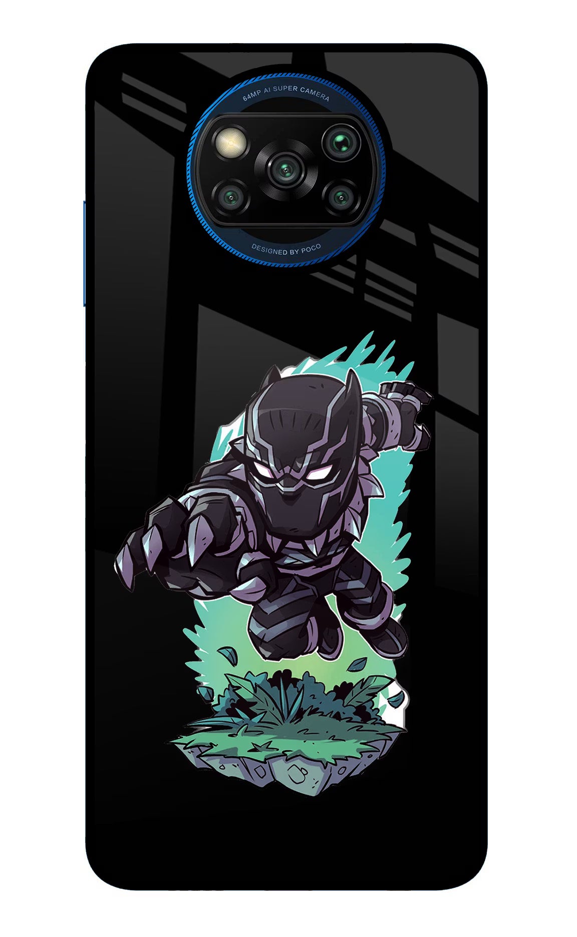 Black Panther Poco X3/X3 Pro Glass Case Back Cover by Casekaro