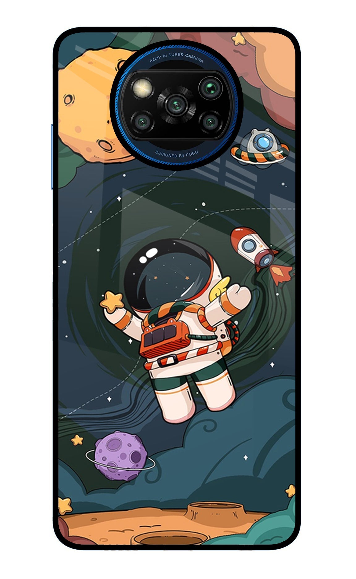 Cartoon Astronaut Poco X3/X3 Pro Glass Case
