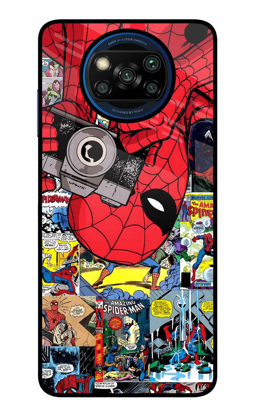 Spider Man Poco X3/X3 Pro Back Cover, Glass case