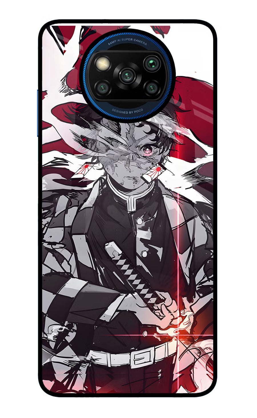 Demon Slayer Poco X3/X3 Pro Back Cover, Glass case