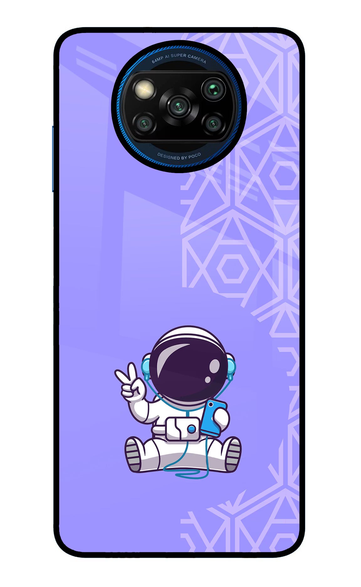 Cute Astronaut Chilling Poco X3/X3 Pro Glass Case Back Cover by Casekaro