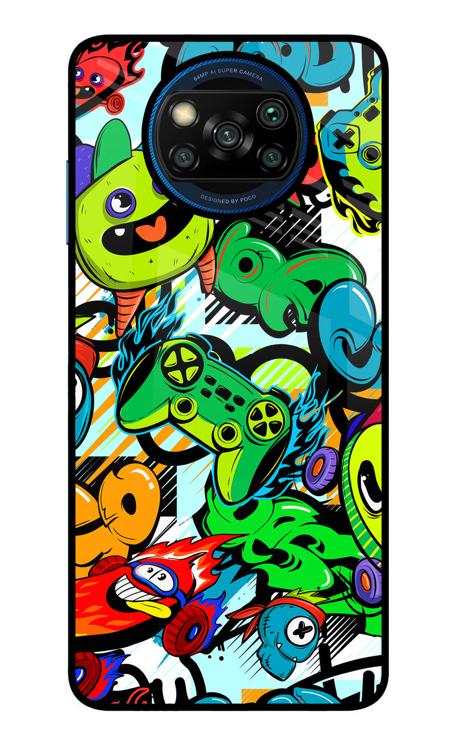 Game Doodle Poco X3/X3 Pro Back Cover, Glass case