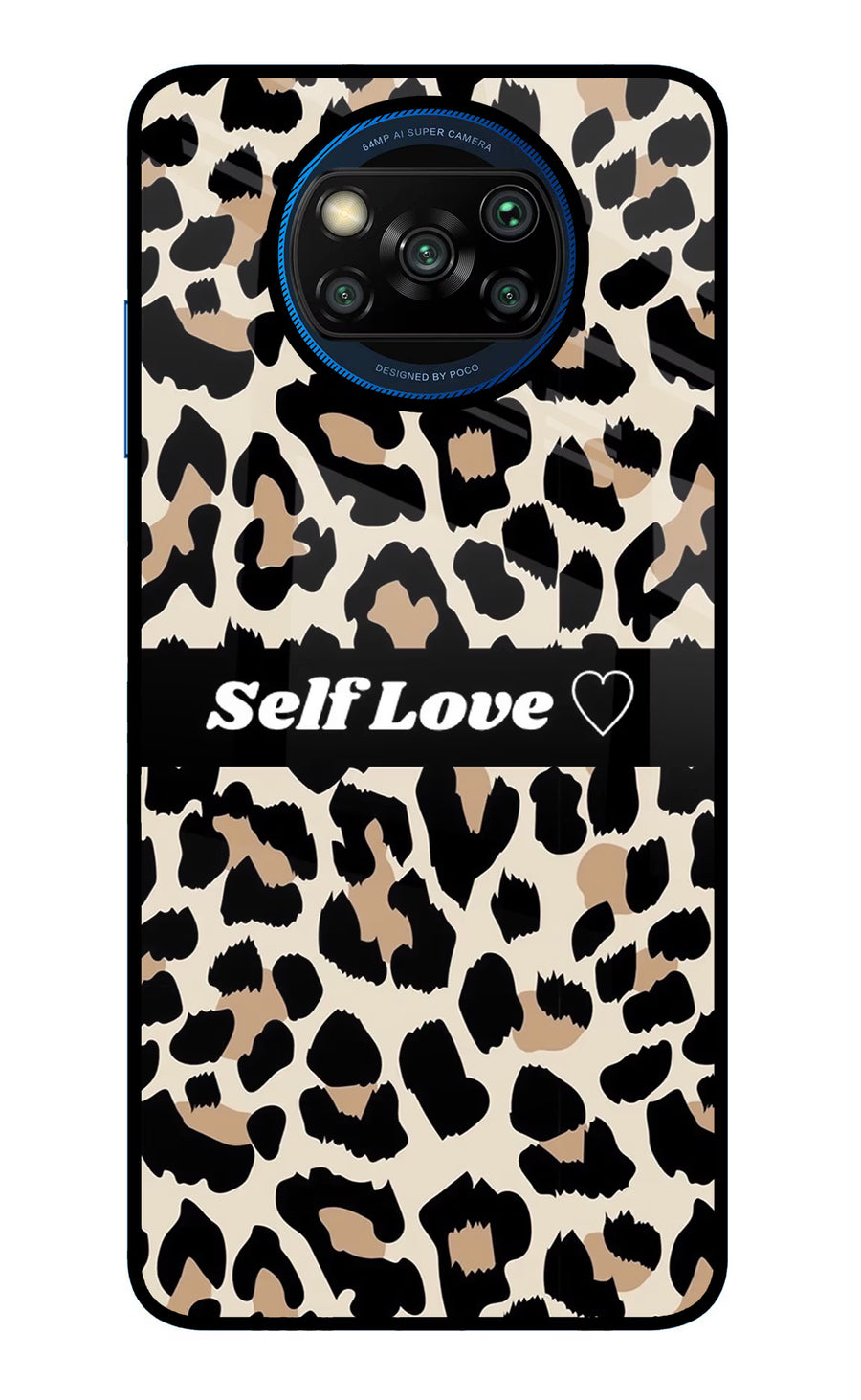 Leopard Print Self Love Poco X3/X3 Pro Back Cover, Glass case