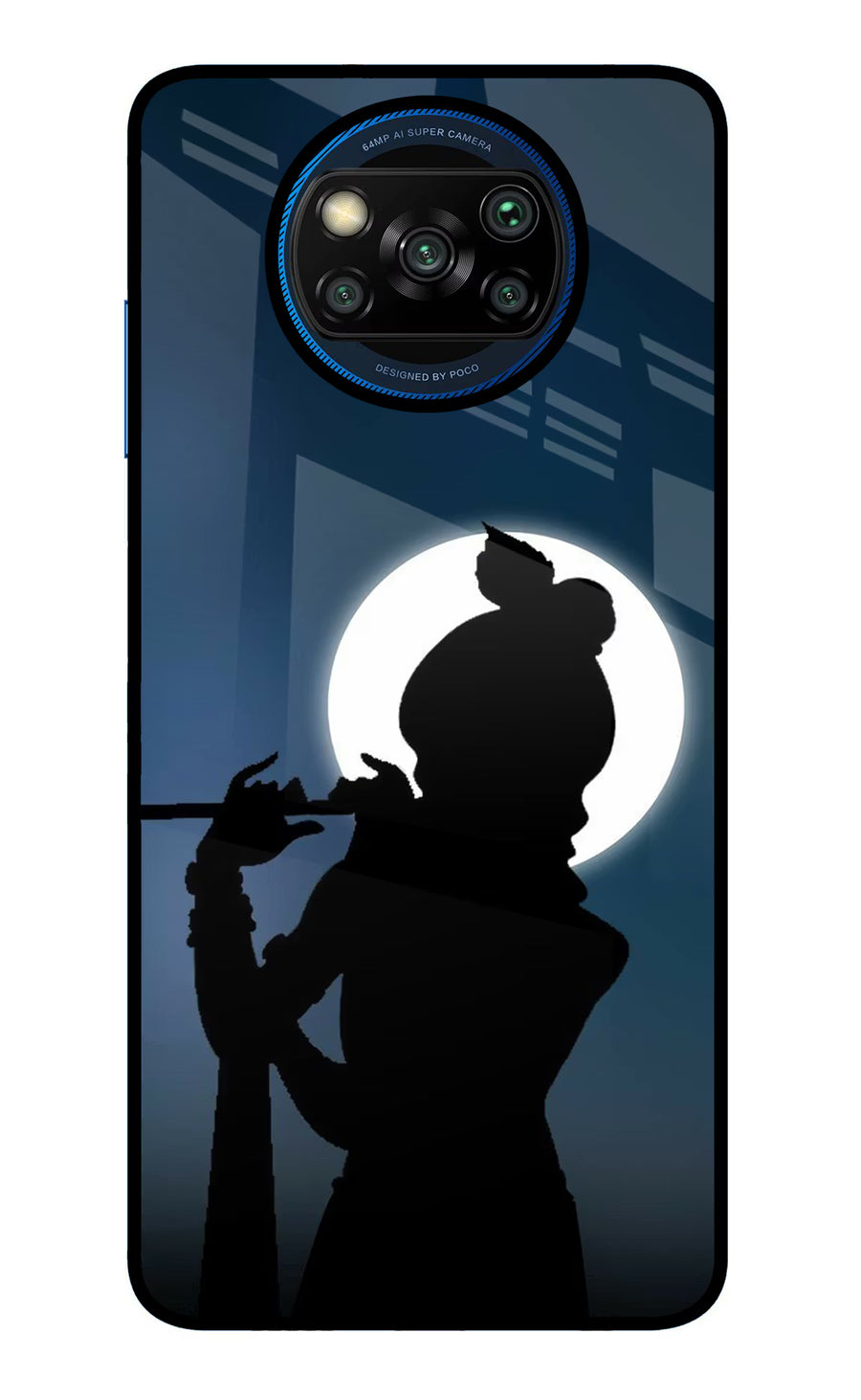 Shri Krishna Silhouette Poco X3/X3 Pro Back Cover, Glass case
