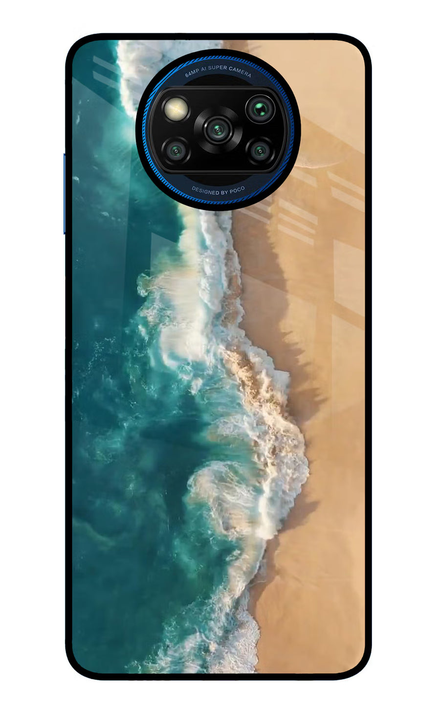 Ocean Beach Poco X3/X3 Pro Back Cover, Glass case