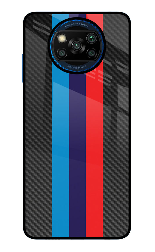 BMW Stripes Pattern Poco X3/X3 Pro Glass Case