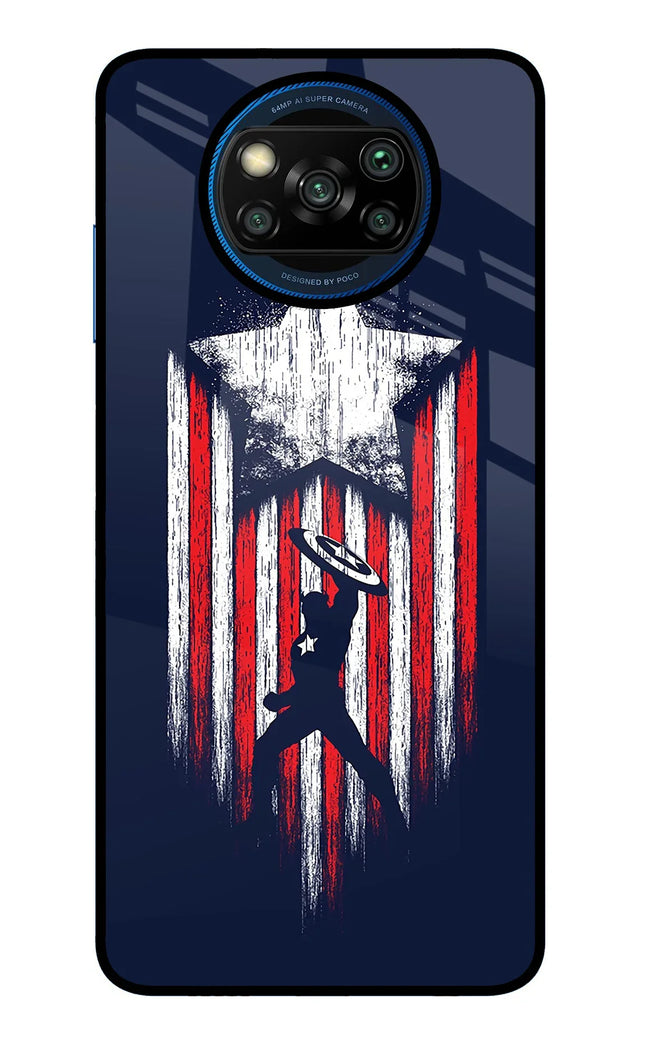 Captain America Marvel Art Poco X3/X3 Pro Glass Case