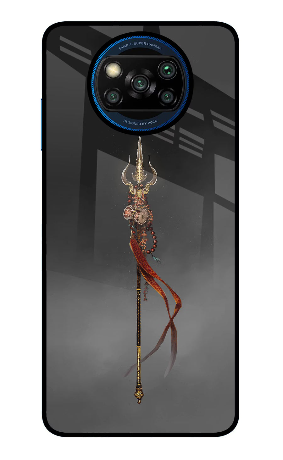 Shiv Trishul Poco X3/X3 Pro Back Cover, Glass case