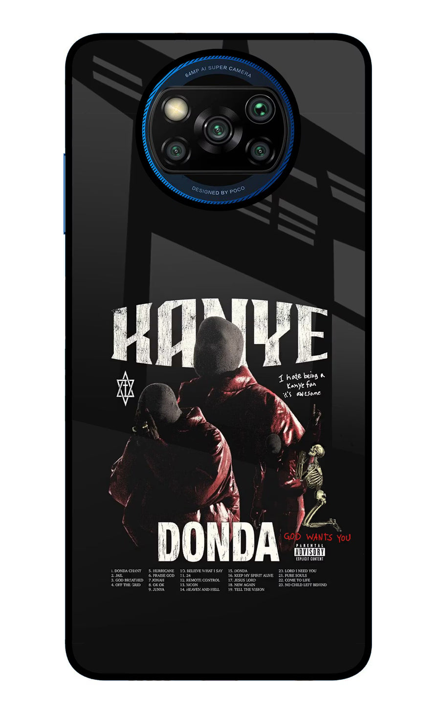 Donda Kanye West Poco X3/X3 Pro Back Cover, Glass case