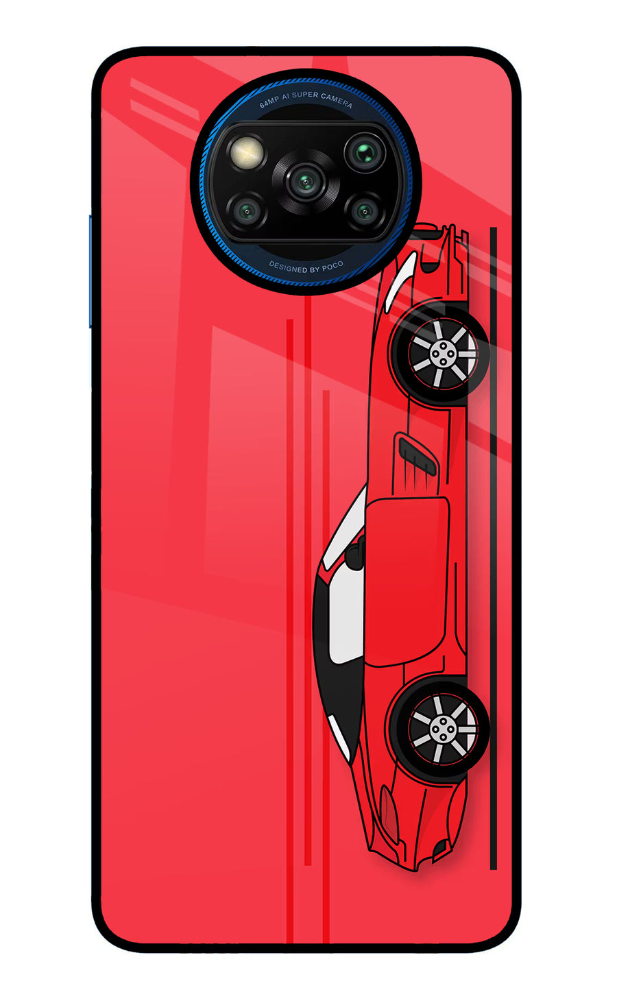 Red Velocity Poco X3/X3 Pro Back Cover, Glass case