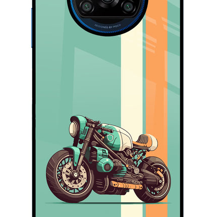 Striped Moto Drift Poco X3/X3 Pro Glass Case