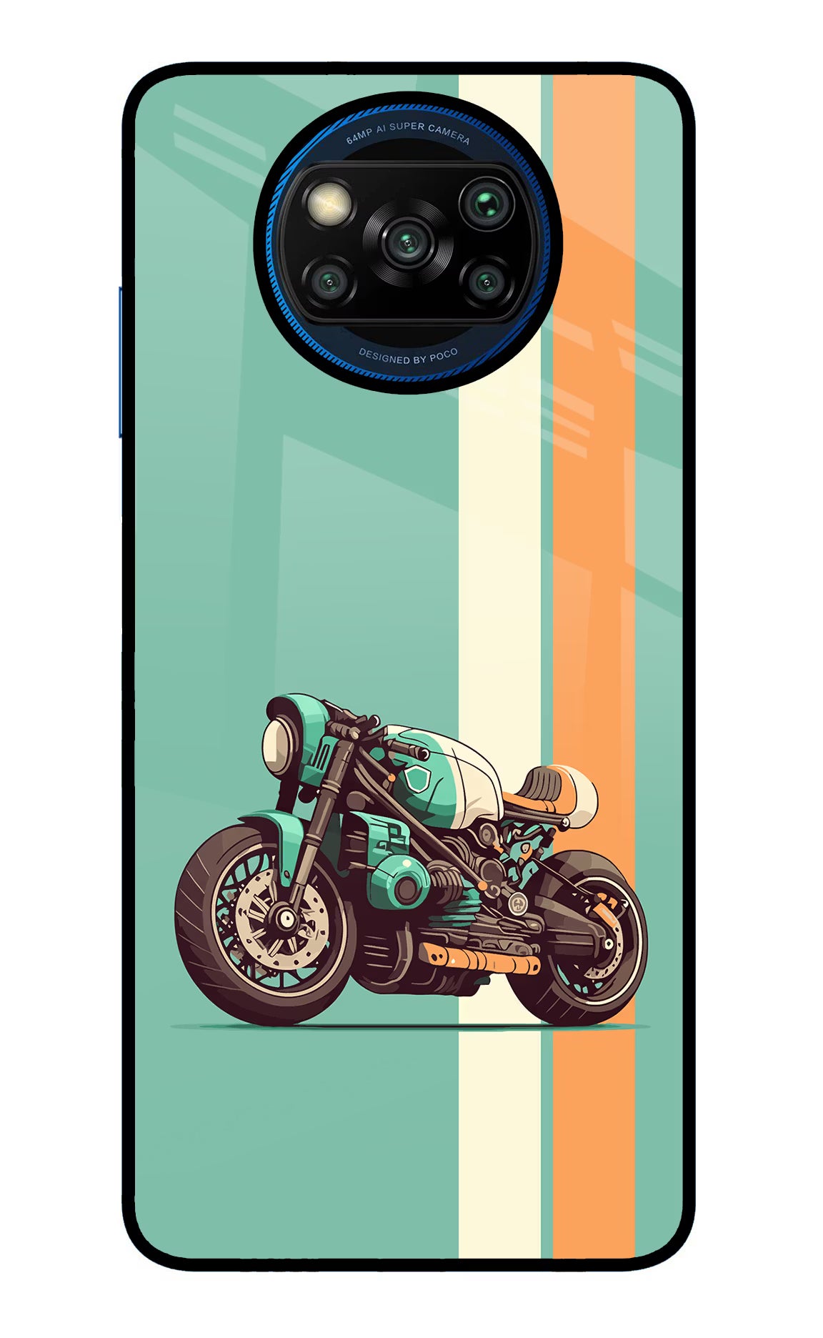 Striped Moto Drift Poco X3/X3 Pro Glass Case