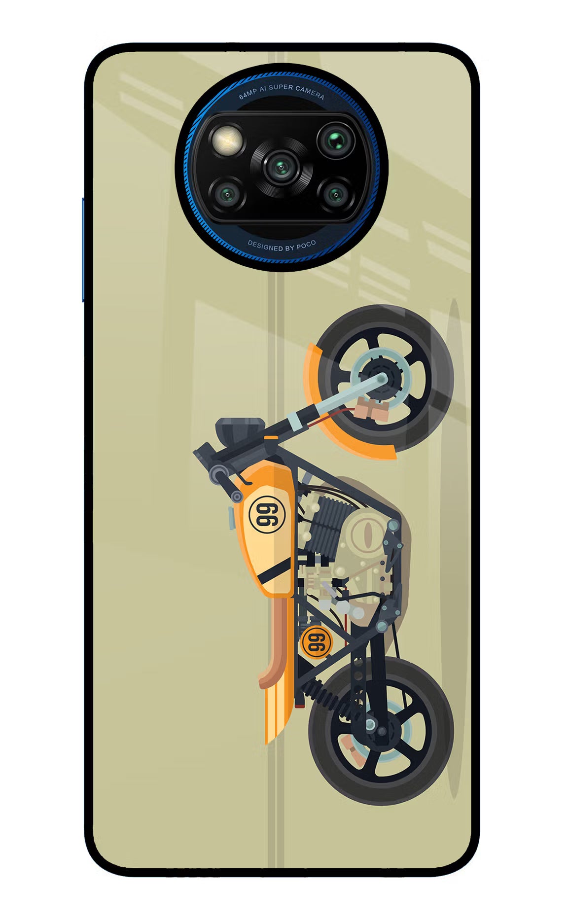 Vertical Speedster Poco X3/X3 Pro Glass Case Back Cover by Casekaro