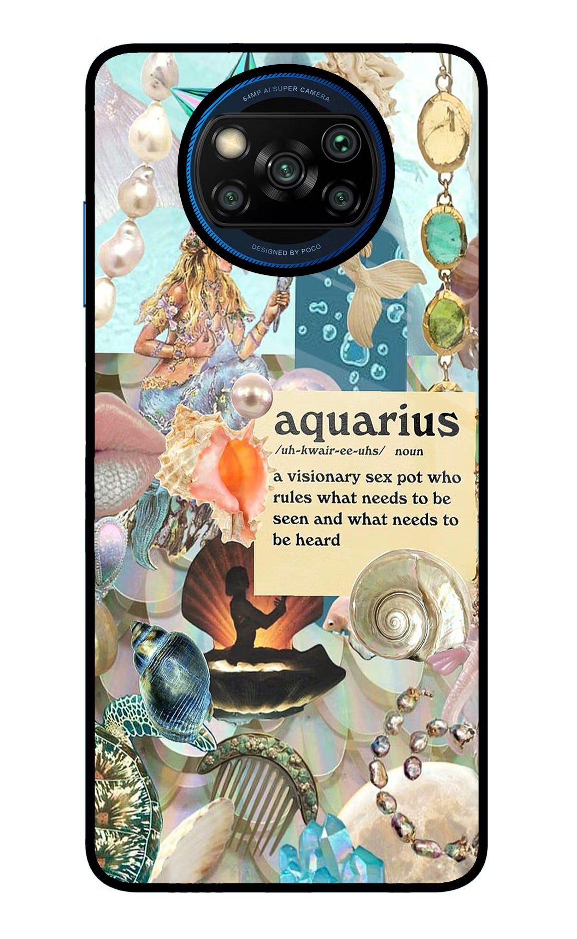 Aquarius Zodiac Poco X3/X3 Pro Glass Case Back Cover by Casekaro