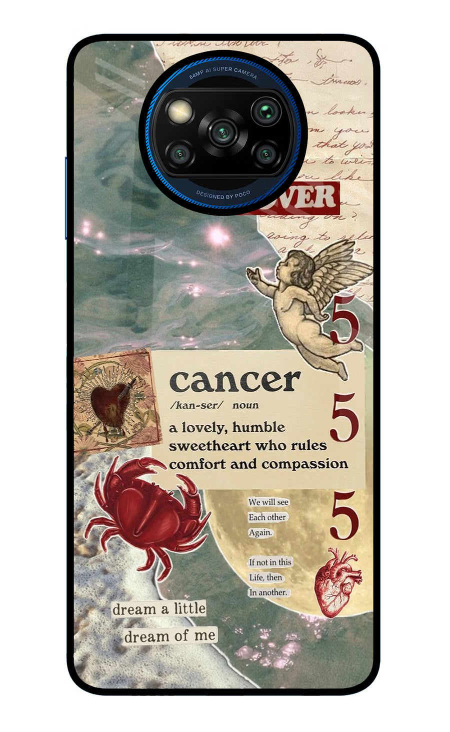 Cancer Zodiac Poco X3/X3 Pro Back Cover, Glass case
