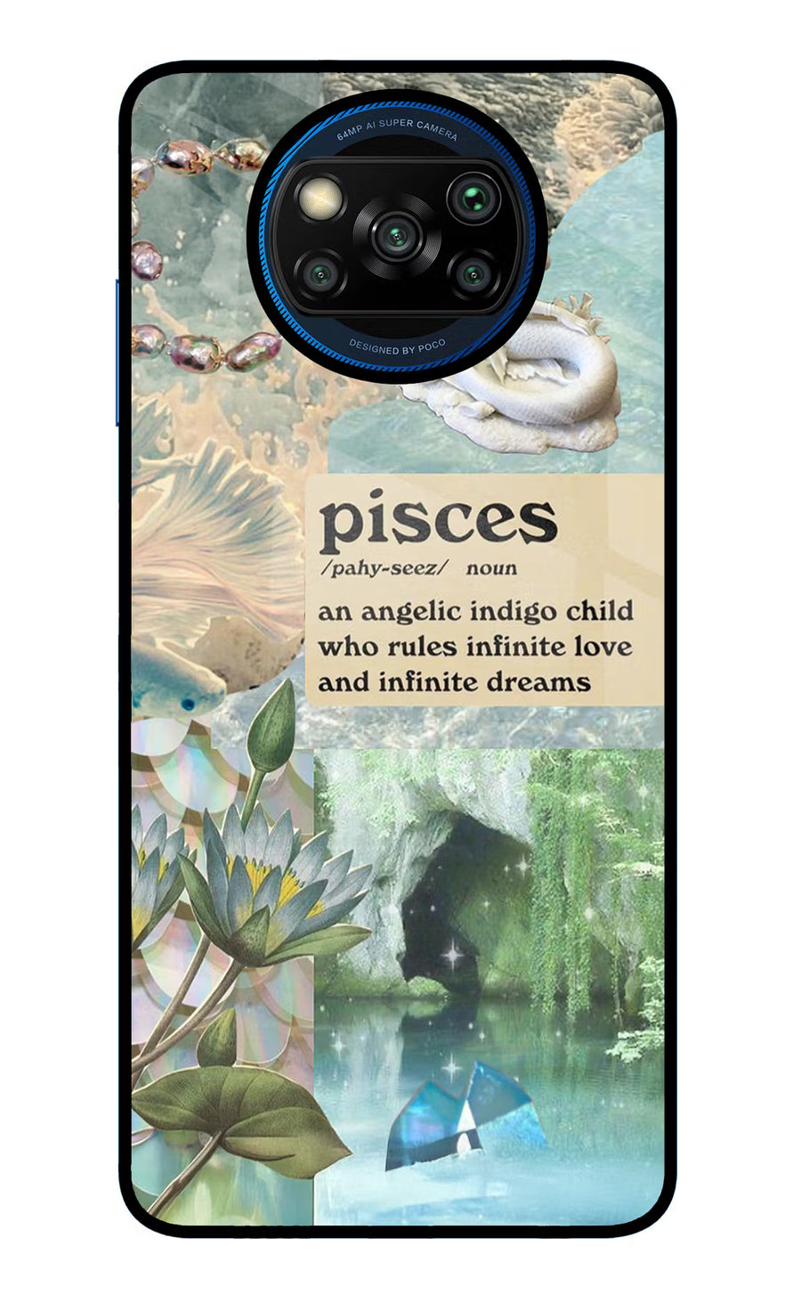 Pisces Zodiac Poco X3/X3 Pro Back Cover, Glass case